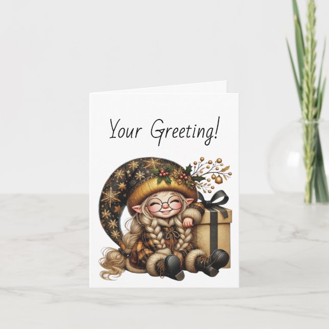 Skapa ditt eget magiska jultomtgåva helgkort (Framsida)