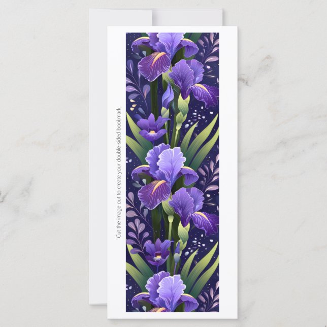 Skapa ditt eget målat lila iris-läsmarkörskort (Framsida)
