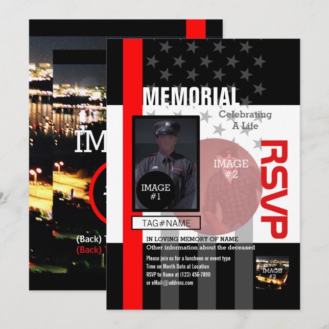 Skapa ditt eget med 4 bilder och 12 linjer av text inbjudningar (Fram/baksida)