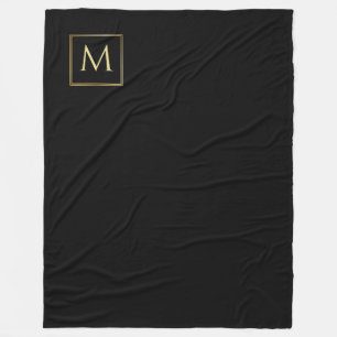 Skapa ditt eget Monogram för Eleganten Black & Gul Fleecefilt