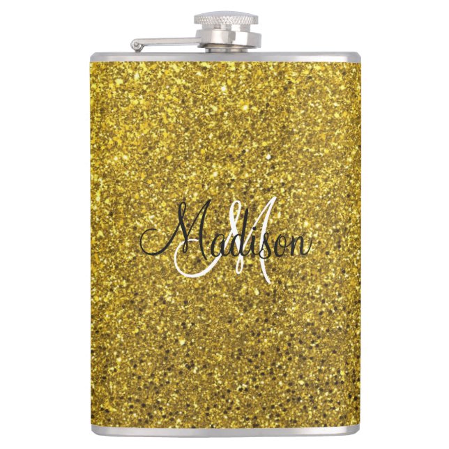 Skapa ditt eget Monogram för Guld Glitter Fickplunta (Framsidan)