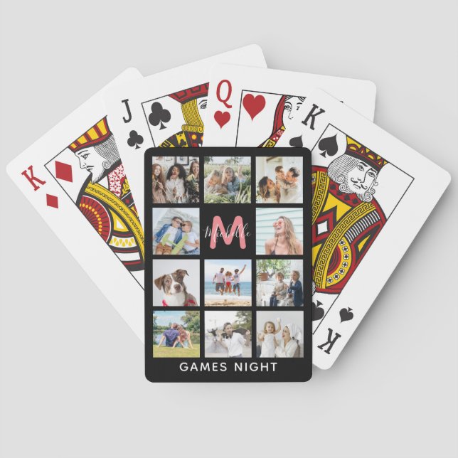 Skapa Ditt Eget Monogram Foto Collage Casinokort (Baksidan)
