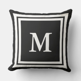 Skapa ditt eget Monogram svart och vitt Kudde