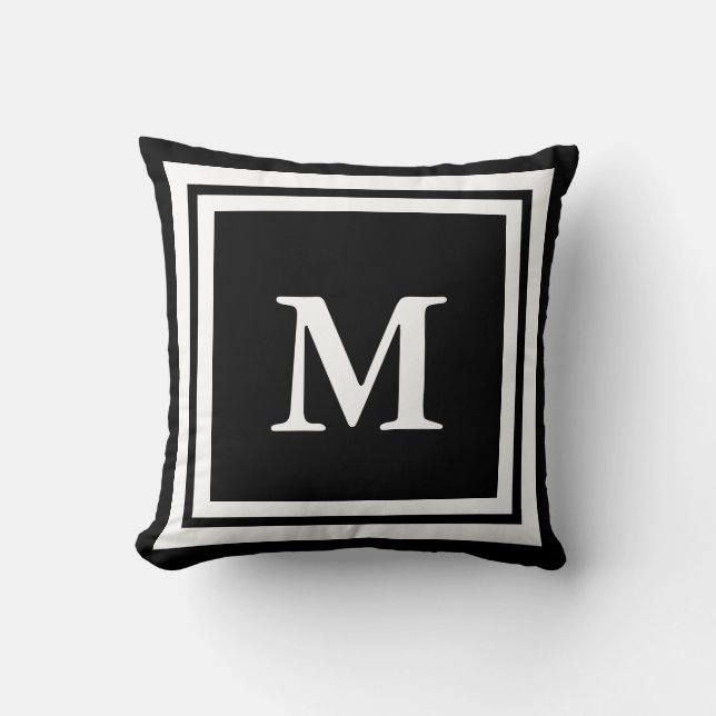 Skapa ditt eget Monogram svart och vitt Kudde (Framsida)