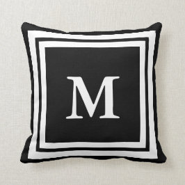 Skapa ditt eget Monogram svart och vitt Kudde