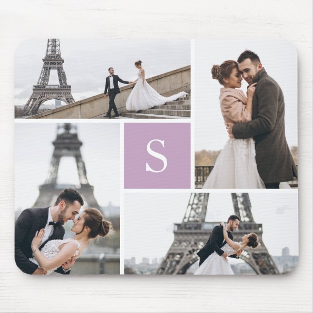 Skapa ditt eget monogrammed 4-fotogalleri musmatta (Framsidan)