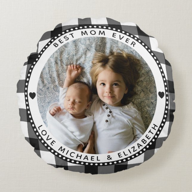 Skapa ditt eget Mors dag Bästa Mamma någonsin-foto Rund Kudde (Framsidan)