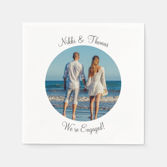 Skapa Ditt Eget Namn för Förlovningsfoto Par Pappersservett (Framsidan)