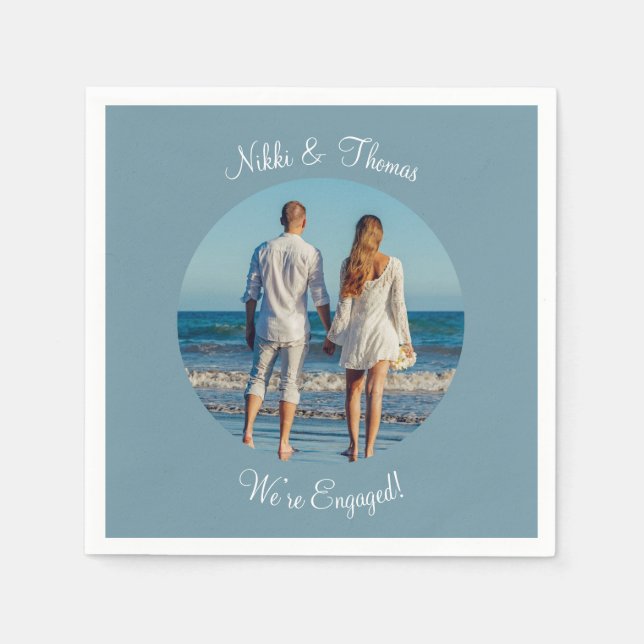 Skapa Ditt Eget Namn för Förlovningsfoto Par Pappersservett (Framsidan)