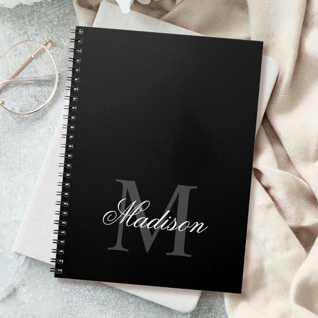 Skapa ditt eget namn, Monogram Calligraphy Black Anteckningsbok (Skapare uppladdad)