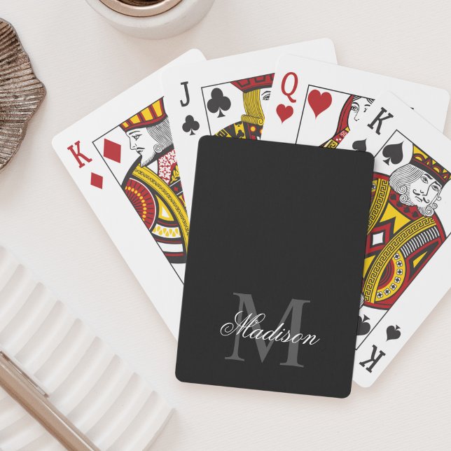 Skapa ditt eget namn, Monogram Calligraphy Black Casinokort (Skapare uppladdad)