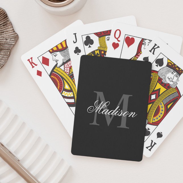 Skapa ditt eget namn, Monogram Calligraphy Black Casinokort (Skapare uppladdad)