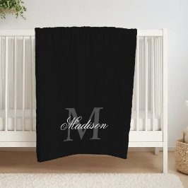 Skapa ditt eget namn, Monogram Calligraphy Black Fleecefilt