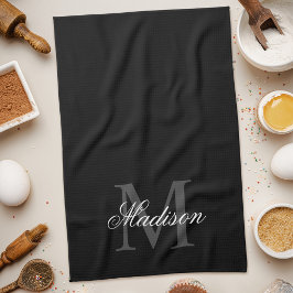 Skapa ditt eget namn, Monogram Calligraphy Black Kökshandduk