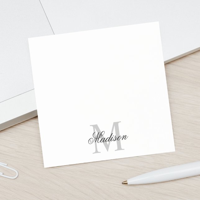 Skapa ditt eget namn, Monogram Calligraphy Black Post-it Block (This custom name monogram calligraphy post-it note is a stylish way to keep your notes organized)