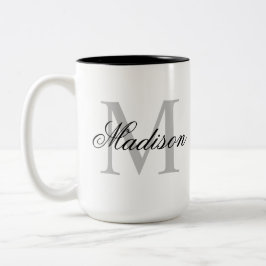 Skapa ditt eget namn, Monogram Calligraphy Black Två-Tonad Mugg