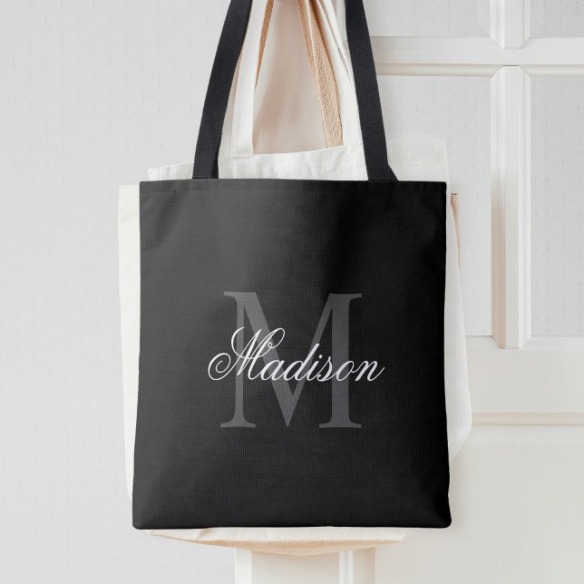 Skapa ditt eget namn, Monogram Calligraphy Black Tygkasse (Skapare uppladdad)