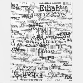 Skapa ditt eget namn svartvitt fleecefilt