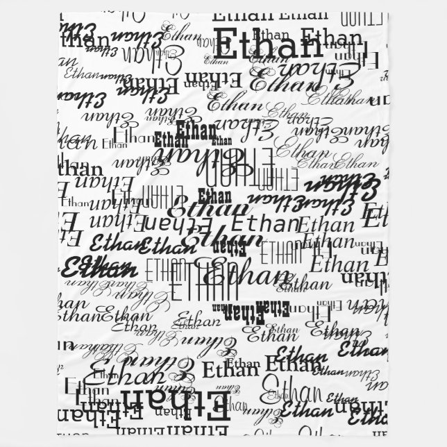 Skapa ditt eget namn svartvitt fleecefilt (Framsidan)