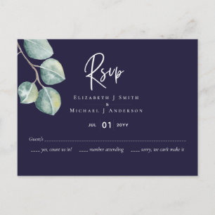 Skapa ditt eget Navy White Eucalyptus RSVP vykort
