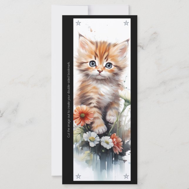 Skapa Ditt Eget Orange Kittens Daisy Bokmärke Kort (Framsida)