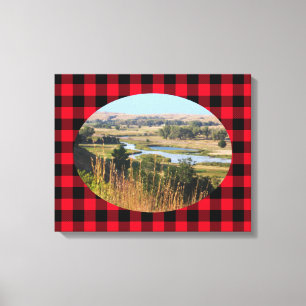 Skapa Ditt Eget Ovalt Landskapsfoto Buffalo Plaid Canvastryck