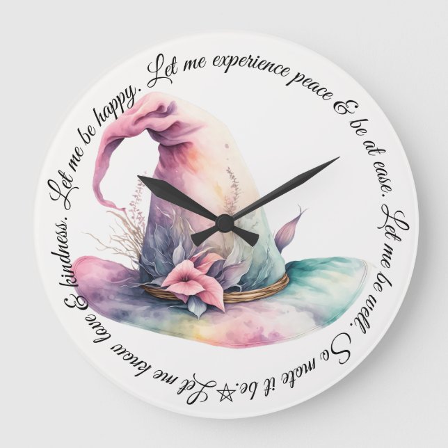 Skapa ditt eget Pastel Rainbow Witch Hat Löv Stor Klocka (Framsida)