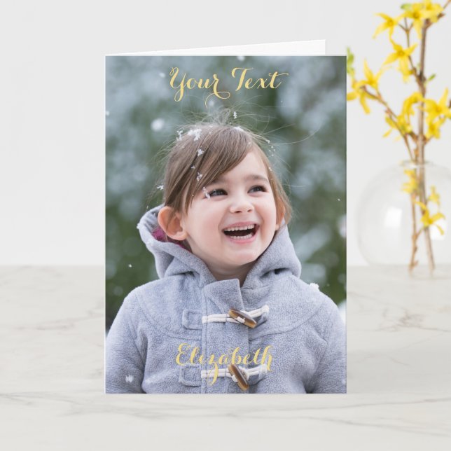 Skapa ditt eget personliga fotoskrivarkort kort (Gul blomma)