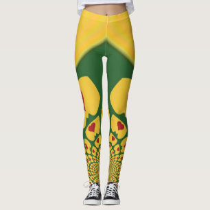 Skapa ditt eget Red Golden Jamaica Rasta färg Leggings