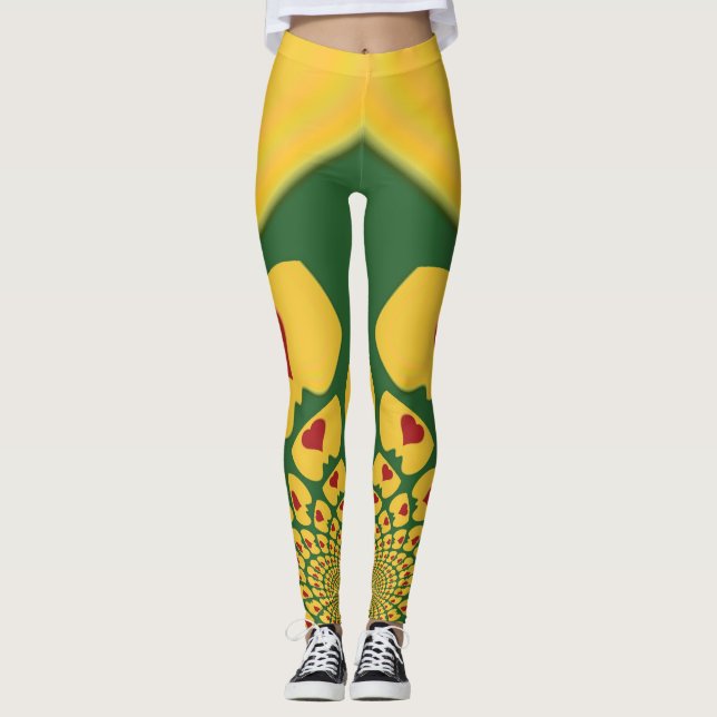 Skapa ditt eget Red Golden Jamaica Rasta färg Leggings (Framsida)