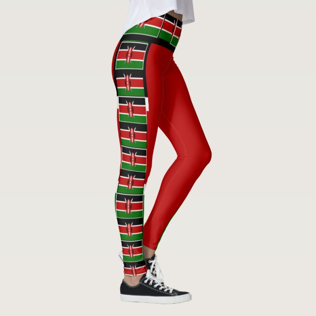 Skapa ditt eget Red Kenya National Flagga Färg art Leggings (Höger)