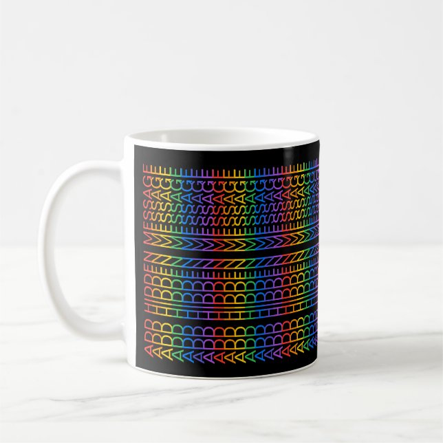 Skapa Ditt Eget Regnbågsgömt Meddelande B Kaffemugg (Vänster)