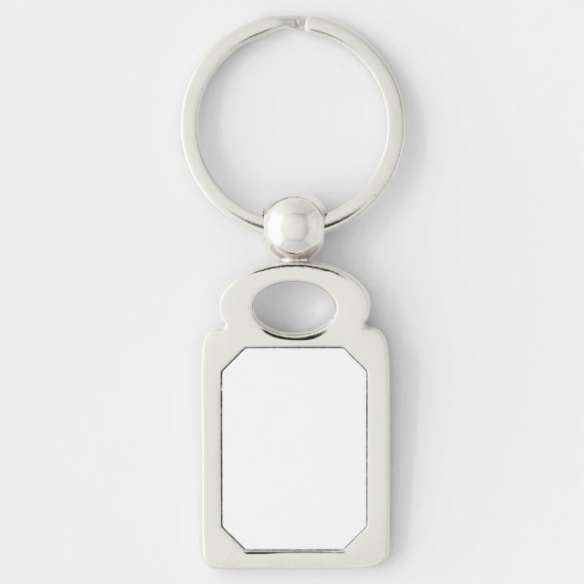 Skapa Ditt Eget Rektangulärt Silverfärgad Nyckelring (Framsidan)
