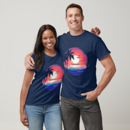 Skapa ditt eget Retro Art Tropical Sunset T Shirt