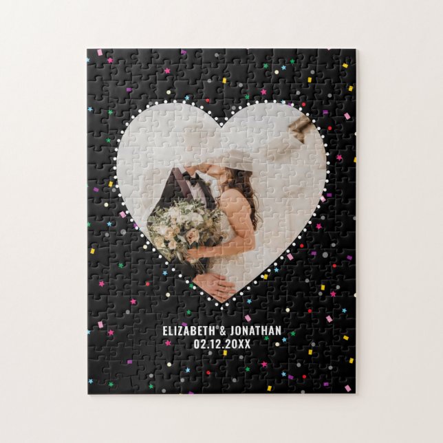 Skapa ditt eget romantiska Bröllop Heart-foto Pussel (Vertikal)