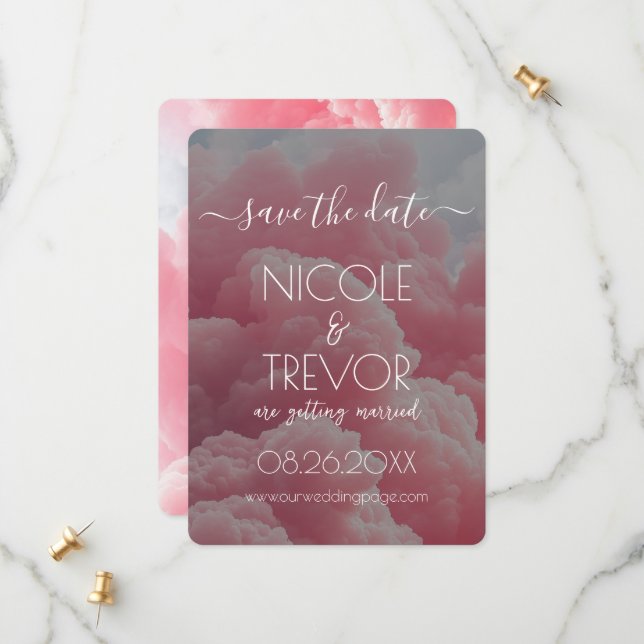 Skapa ditt eget - Rosa Cloud Spara Datumet (Fram/Back In Situ)