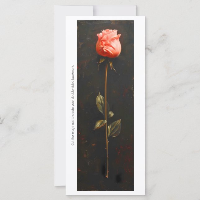 Skapa ditt eget rosa rosenknopp-läsarmärke kort (Framsida)