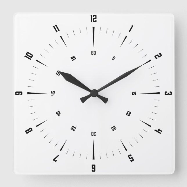 Skapa ditt eget, runda, vita rams vägglock fyrkantig klocka (Framsida)