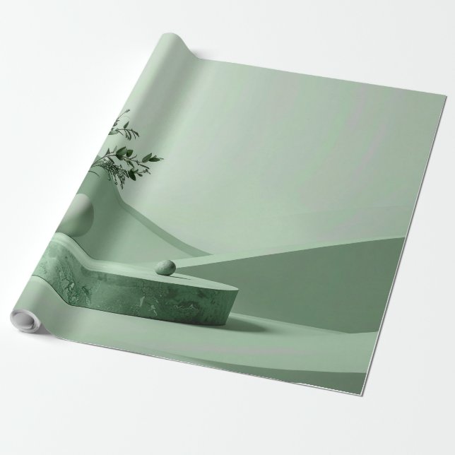 Skapa Ditt Eget Salviagröna och Vitrandiga Mönster Presentpapper (Utrullad)