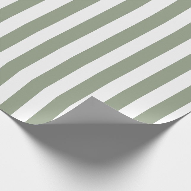Skapa Ditt Eget Salviagröna och Vitrandiga Mönster Presentpapper (Hörn)