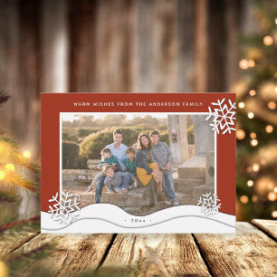 Skapa ditt eget Snöflingor-familjfoto för jul Julkort