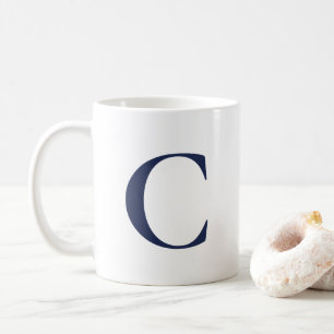 Skapa ditt eget stora marinblått monogram kaffemugg