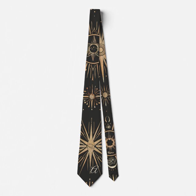 Skapa Ditt Eget Svarta & Guld Celestiala Magiska Ö Slips (Framsida)