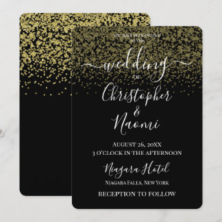 Skapa ditt eget svarta med Guld Glitter Inbjudningar