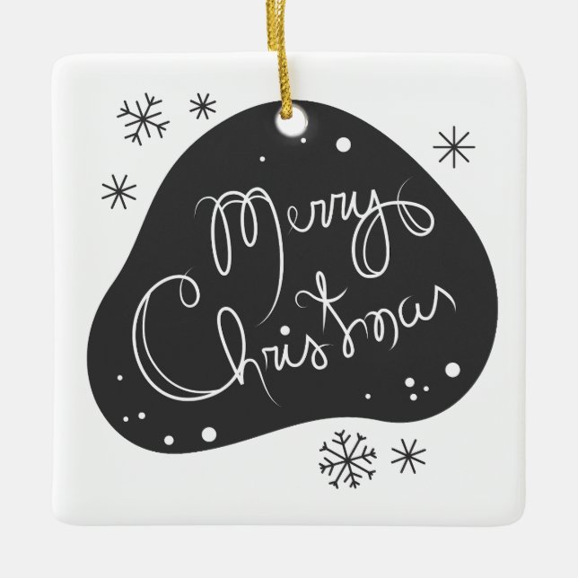 Skapa ditt eget svarta och vita God jul Julgransprydnad Keramik (Framsida)