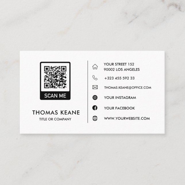 Skapa ditt eget svartvita QR-Affärskort  Visitkort (Framsida)
