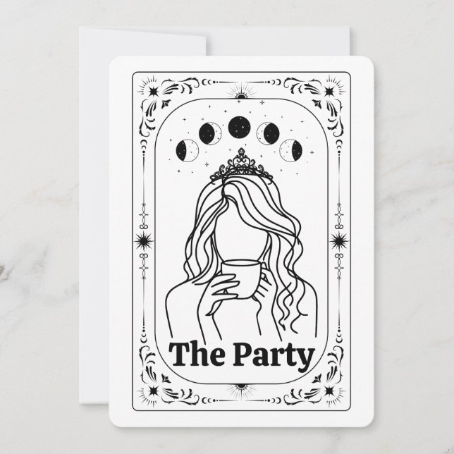 Skapa Ditt Eget Tarot Mystiskt Celestielt Månmagi Inbjudningar (Framsida)
