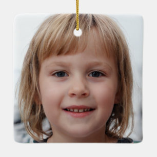 Skapa ditt eget tvåsidiga familjefoto julgransprydnad keramik
