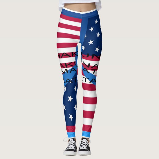 Skapa ditt eget USA Hakuna Matata i hela utskrifte Leggings (Framsida)