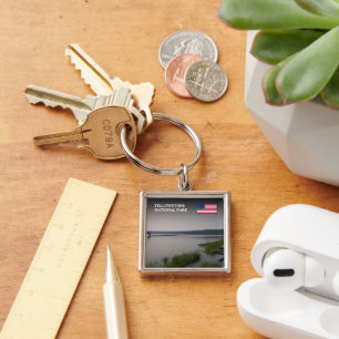 Skapa ditt eget USA-resefotot från souvenir Fyrkantig Silverfärgad Nyckelring